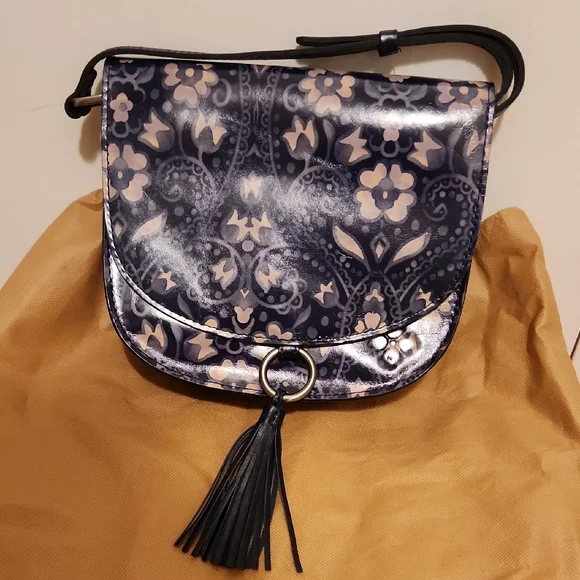 Patricia Nash Navy and Cream Floral Crossbody Bag - Picture 1 of 6